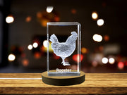 3D Engraved Crystal Rooster Majesty Keepsake - Made in Canada