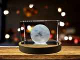 3D Engraved Crystal Decor with LED Base - Makemake Dwarf Planet A&B Crystal Collection