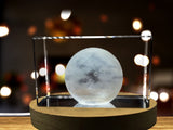 3D Engraved Crystal Decor with LED Base - Makemake Dwarf Planet A&B Crystal Collection