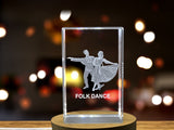 3D Engraved Crystal International Folk Dancers - Made-to-Order | Captivating Laser Etched Glass Décor A&B Crystal Collection