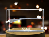 A.H. Fox Shotgun Design Laser Engraved Crystal Display A&B Crystal Collection