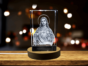 3D Crystal Jesus Figurine Statue with LED Light - Immersive Religious Inspiration