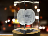 3D Engraved Crystal Volleyball Keepsake - Illuminated Home Decor A&B Crystal Collection