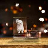 3D Crystal Personalized Pet Candle Holder | Mesmerizing Illumination | Sustainable & Ethical | 3.8 x 2.3 x 2 Inches AB Crystal Collection