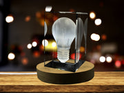 3D Engraved Crystal Lightbulb Keepsake - Premium LED Base Included