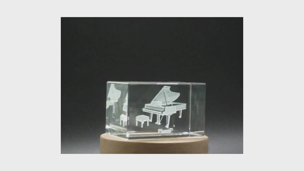Piano Flute 3D Engraved Crystal 