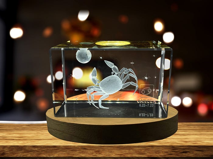 Illuminate Your Life with the Cancer Zodiac Sign 3D Engraved Crystal Keepsake Gift from A&B Crystal Collection