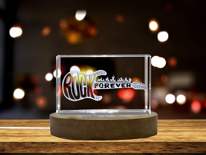 Experience the Beauty of Music with Our Cool Grunge Hand Drawn Electric Guitar 3D Engraved Crystal