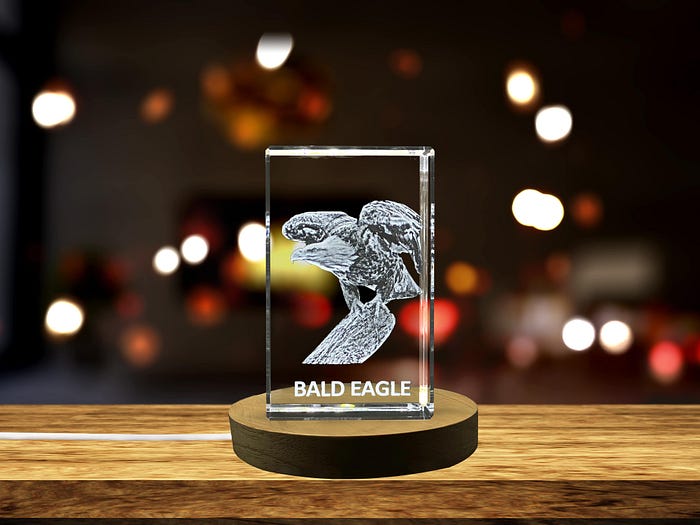 Get That Unique Gift with Elegant 3D Crystal with Bald Eagle Carving