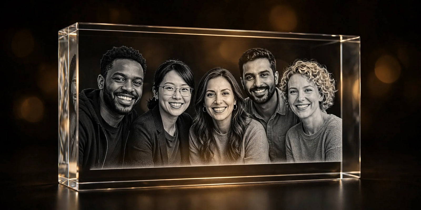 Team photo 3D-engraved in crystal — AB Crystal Collection