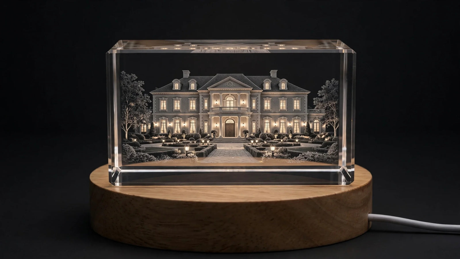 Wedding venue 3D-engraved in crystal — AB Crystal Collection