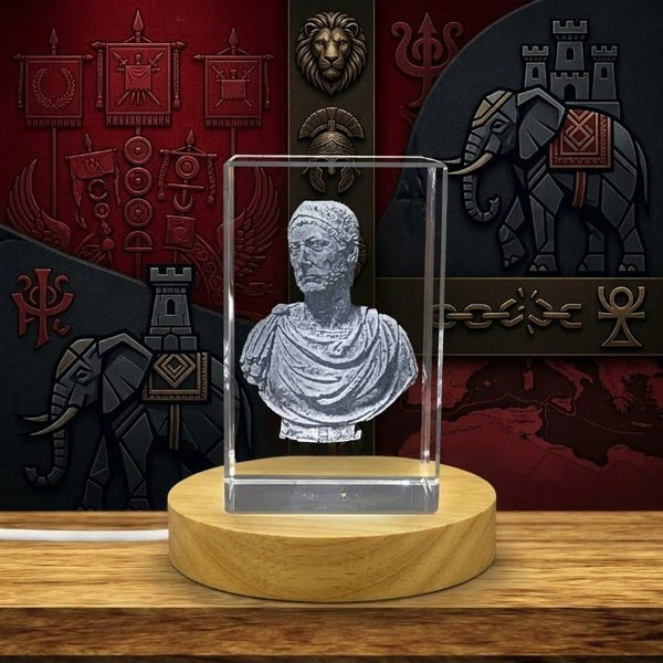 a glass block with a picture of a person on it