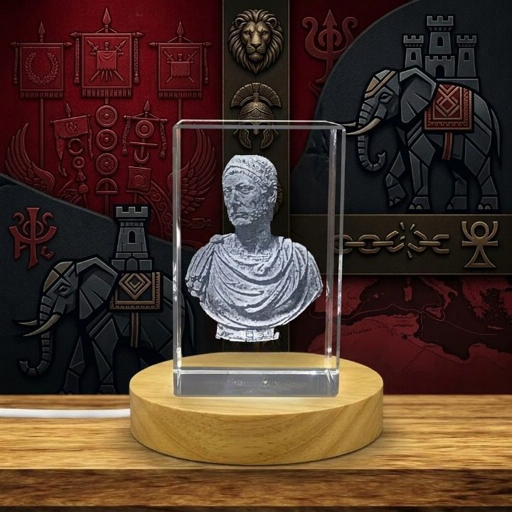 a glass block with a picture of a person on it