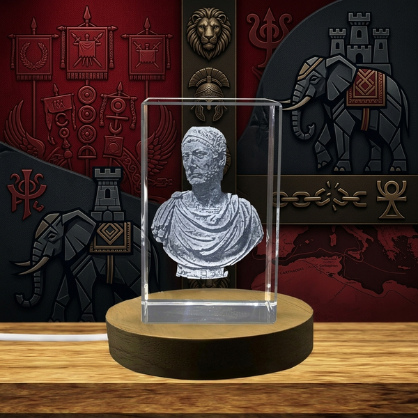 a glass block with a picture of a person on it