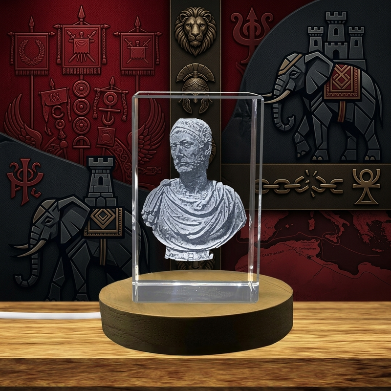 a glass block with a picture of a person on it