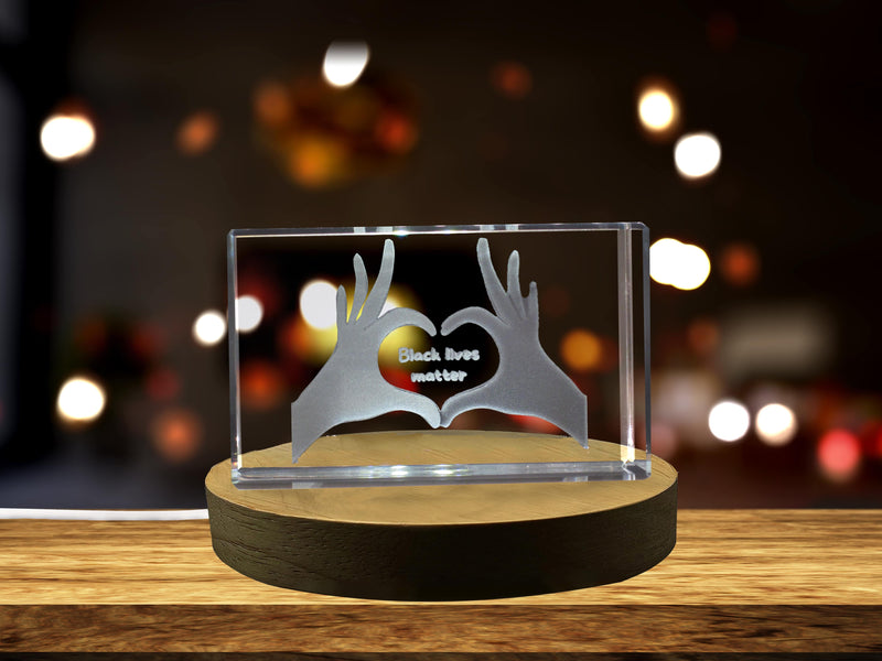 Black Lives Matter Human Rights 3D Engraved Crystal