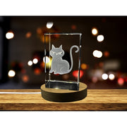 3D Engraved Halloween Cat Crystal Decor - Made in Canada