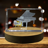 Piano 3D Engraved Crystal | Music 3D Engraved Crystal Keepsake A&B Crystal Collection