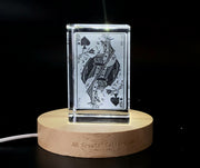 Trefle Lady Game Card Recognition Trophy - Elegant 3D Engraved Crystal Collectible with LED Base