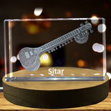 Sitar 3D Engraved Crystal 3D Engraved Crystal Keepsake/Gift/Decor/Collectible/Souvenir A&B Crystal Collection