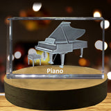 Piano 3D Engraved Crystal | Music 3D Engraved Crystal Keepsake A&B Crystal Collection
