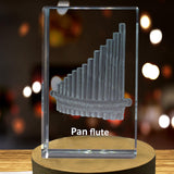 Pan Flute 3D Engraved Crystal 3D Engraved Crystal Keepsake/Gift/Decor/Collectible/Souvenir A&B Crystal Collection