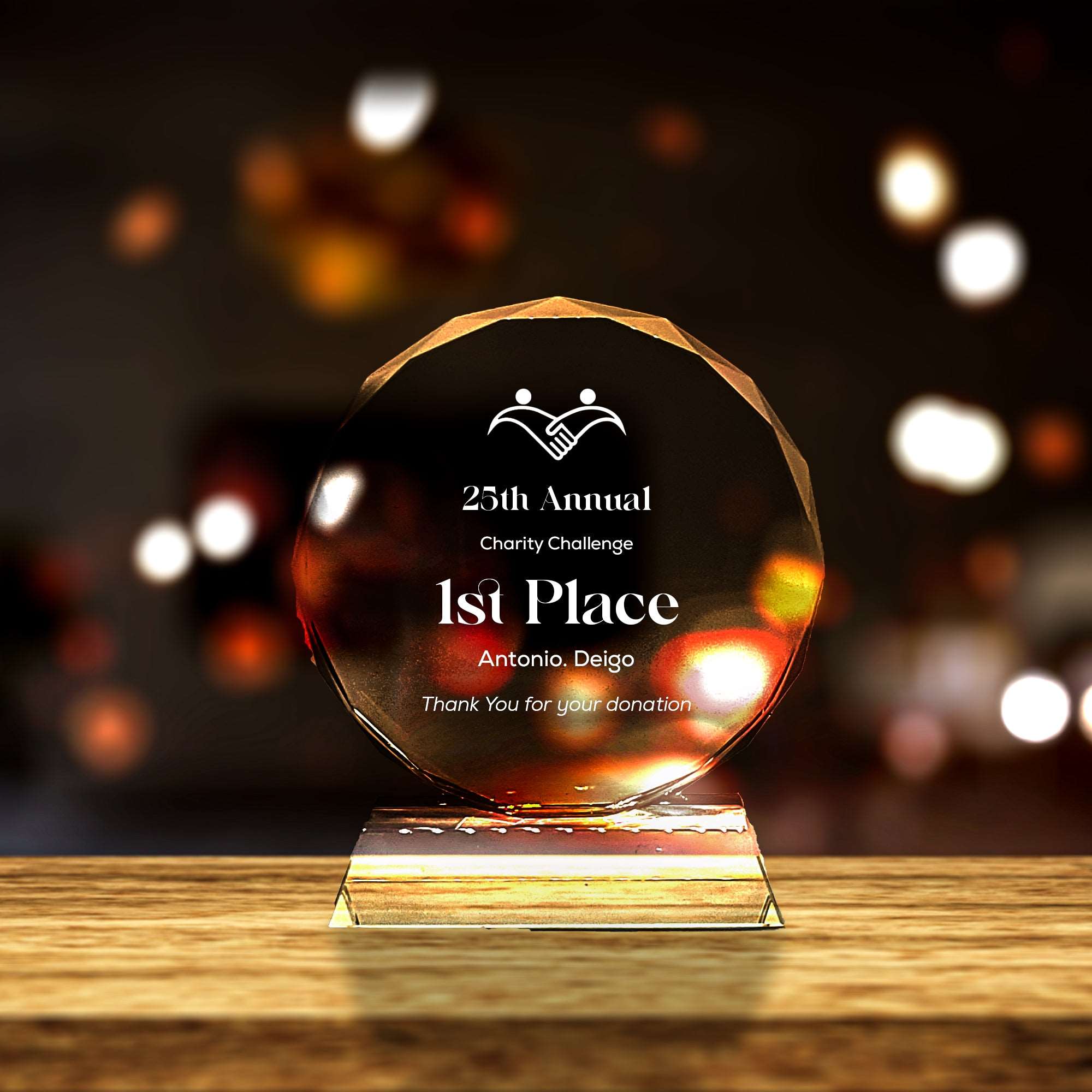 Best Employee of the Month 3D Engraved Crystal Gift - Large Round AB Crystal Collection