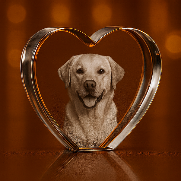 Large Heart 3D Crystal Photo Gift - Custom Award From A&B Crystal Collection