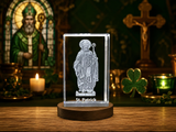 St. Patrick 3D Crystal Trophy Recognition Award With LED Base - Handcrafted Canadian Art - Custom Award From A&B Crystal Collection