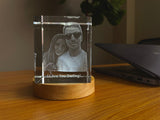 Personalized 3D Crystal Photo Gifts - Made in Canada Rectangle Small With LED Base A&B Crystal Collection