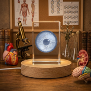 Eye Pupil 3D Engraved Crystal Trophy Award With LED Base - Recognition of Visionary Artistry