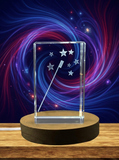 Magic Wand 3D Engraved Crystal Trophy Award with LED Base - Exquisite Decorative Gift
