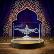 3D Crystal Genie Magic Lamp – Engraved Keepsake with LED Base