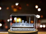 Stunning 3D Engraved Crystal Replica of Sheikh Zayed Grand Mosque in Abu Dhabi A&B Crystal Collection