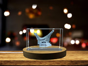 Recognition Tongkonan House 3D Engraved Crystal Trophy Award with LED Base Light - Toraja Culture Design