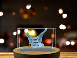 Recognition Tongkonan House 3D Engraved Crystal Trophy Award with LED Base Light - Toraja Culture Design - Custom Award From A&B Crystal Collection