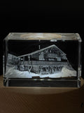 Chalets 3D Engraved Crystal Gift - Custom Award From A&B Crystal Collection