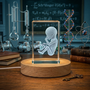 Five Months Foetus 3D Engraved Crystal Trophy Award – Baby Milestone Keepsake Recognition with LED Base