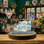 Cottage House 3D Engraved Crystal Trophy Award — Made in Canada