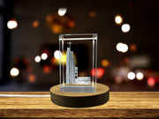 Tower Of Hope 3D Engraved Crystal Trophy Award With Free LED Base Light - Recognition Gift
