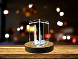 Tower Of Hope 3D Engraved Crystal Trophy Award With Free LED Base Light - Recognition Gift - Custom Award From A&B Crystal Collection