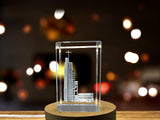 Tower Of Hope 3D Engraved Crystal Trophy Award With Free LED Base Light - Recognition Gift - Custom Award From A&B Crystal Collection