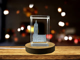 Ghent Belfry 3D Engraved Crystal Trophy Award - Stunning Architectural Keepsake with LED Base for Recognition - Custom Award From A&B Crystal Collection