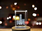 Belfry Of City Hall Paris 3D Crystal Trophy Award Recognition - Architectural Masterpiece With LED Base - Custom Award From A&B Crystal Collection