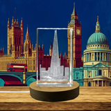 Recognition Shard 3D Engraved Crystal Award Trophy with LED Base - Iconic London Souvenir