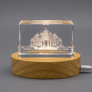 Akshardham Temple 3D Engraved Crystal Gift - Spiritual Splendor of India