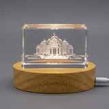 Akshardham Temple — 3D laser-engraved crystal keepsake, Made in Canada