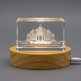 Akshardham Temple 3D Engraved Crystal Gift - Spiritual Splendor of India