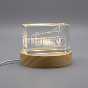 Majestic Lions Gate Bridge 3D Engraved Crystal Gift