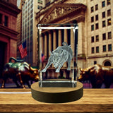 Wall Street Bull Trophy Award Recognition 3D Engraved Crystal — Made in Canada